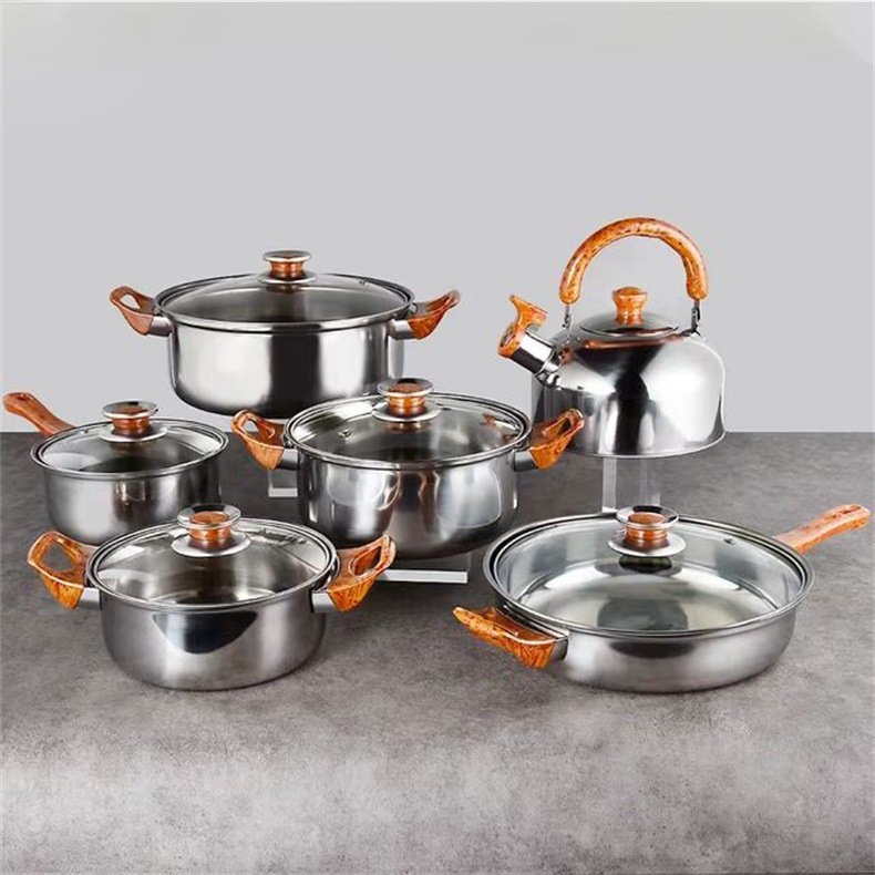 Wholesale Cooking Pot 12Pcs Stainless Steel Cookware Set Non Stick Pots Set Ollas