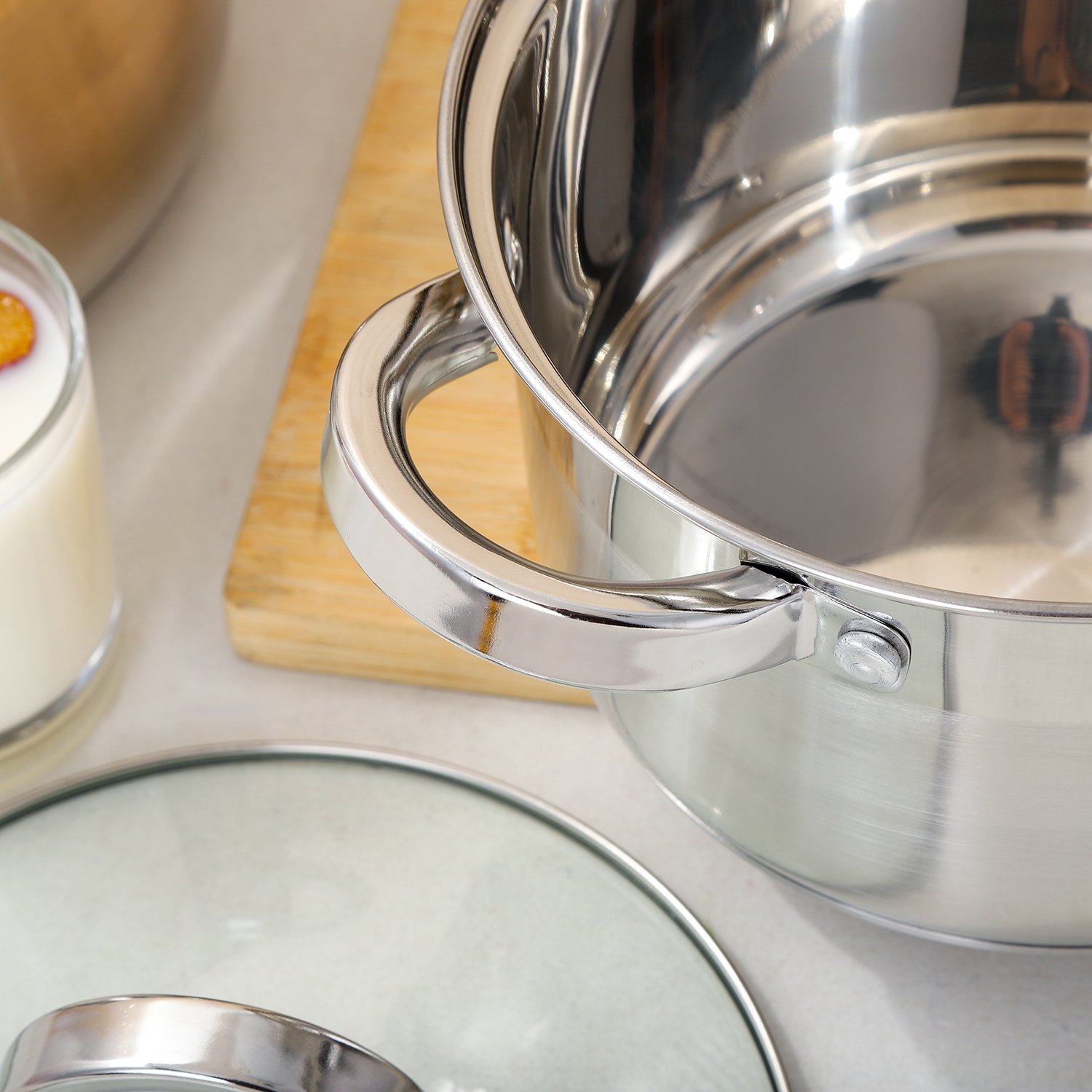 KAISA VILLA KV-2242 High Quality Cooking Pots Sets Stainless Steel Cookware Sets Kitchen Pots Cooking Set Soup & Stock Pots