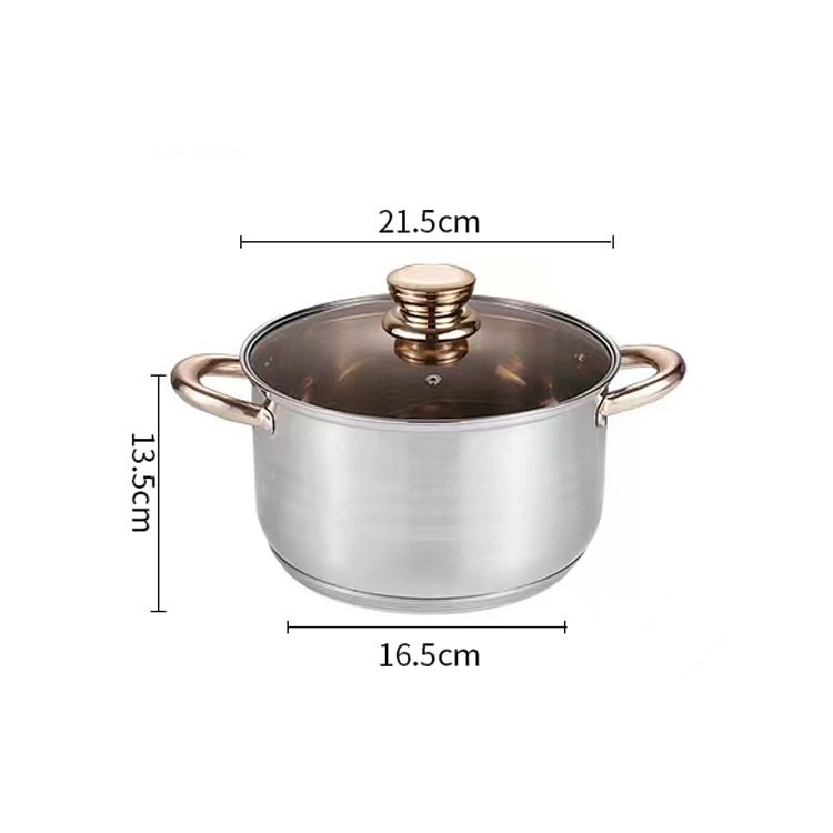 Hot Sale Kitchen Non Stick 6pcs Cook pot and pans cookware sets with Glass Lid Stainless Steel Cooking Pot Set