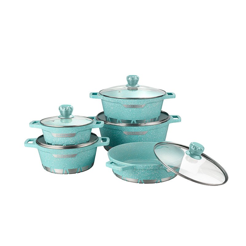 Cook Dinnerware Die Cast 20/24/28/32/28cm10pcs Aluminium Granite Cookware Set Soup & Stock Pans Enamel Cast Iron Cookware Set