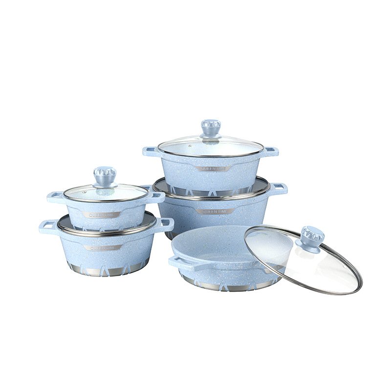 Cook Dinnerware Die Cast 20/24/28/32/28cm10pcs Aluminium Granite Cookware Set Soup & Stock Pans Enamel Cast Iron Cookware Set