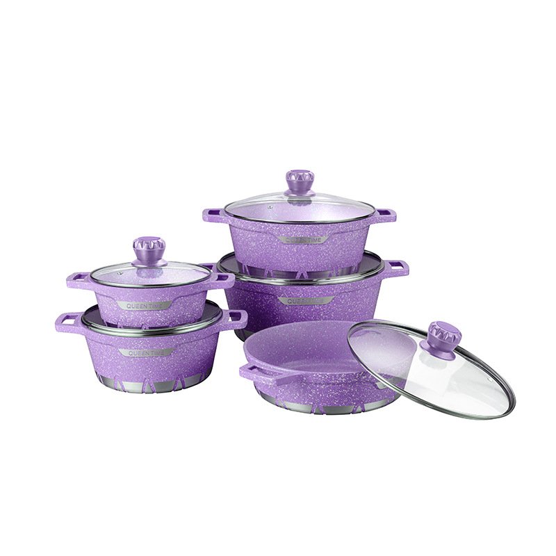 Cook Dinnerware Die Cast 20/24/28/32/28cm10pcs Aluminium Granite Cookware Set Soup & Stock Pans Enamel Cast Iron Cookware Set