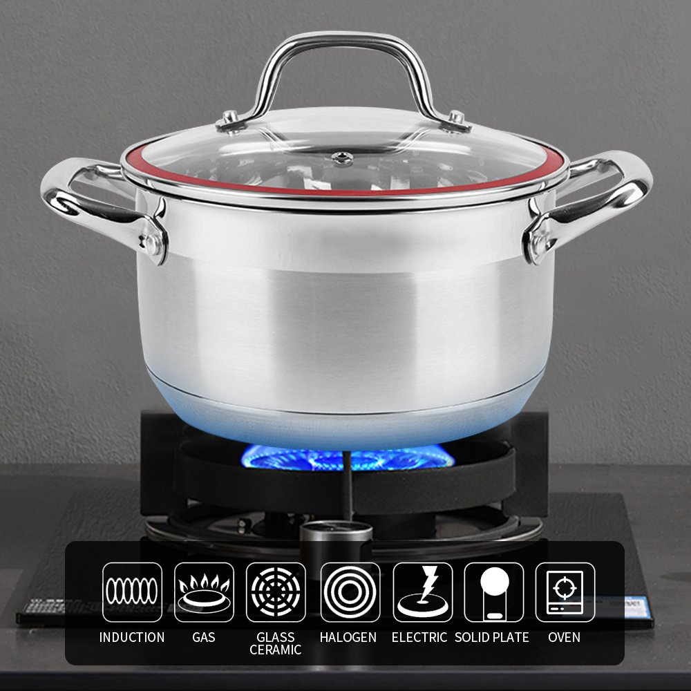Home Complete Cooking 5 Ply Stainless Steel Cookware Set Non Stick Serving Frying Pan And Pot Set Detachable Handle