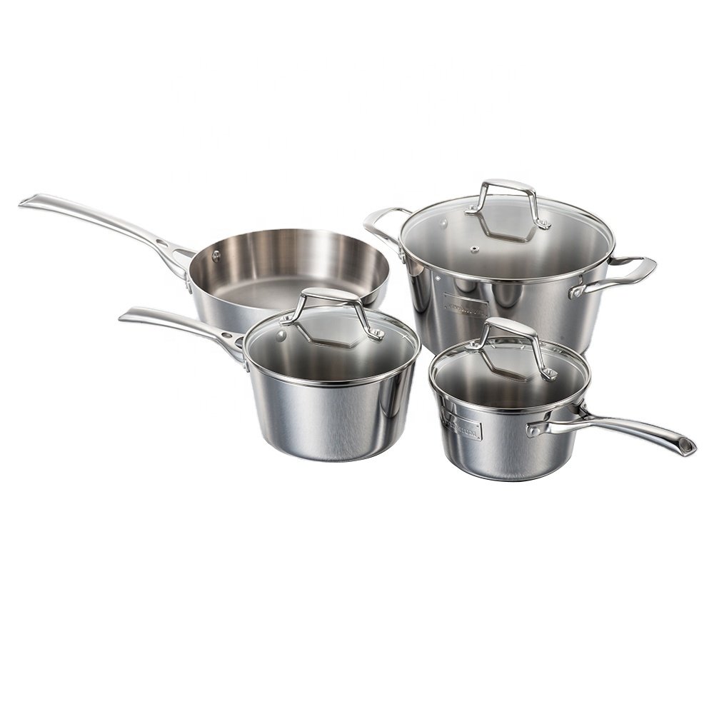 Triply cookware Kitchen Accessories 7Pcs Titanium Stainless Steel China nonstick cookware sets