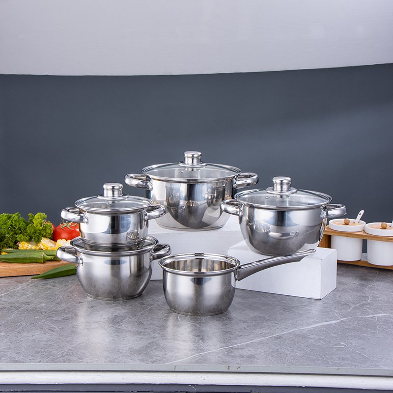 SS201 cooking pot set Riveted handles stainless steel pots antirust material cookware sets