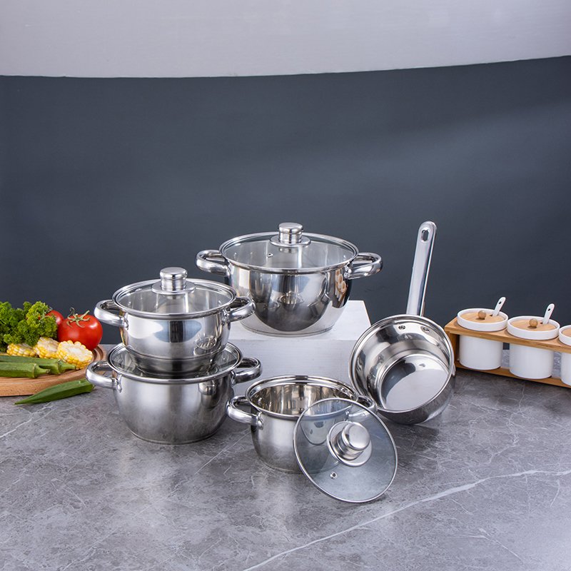 SS201 cooking pot set Riveted handles stainless steel pots antirust material cookware sets