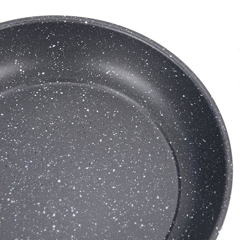 Hot Selling Nice quality Wooden Handle Non-Stick Frying Pan Skillet Granite Coating Egg Pan Healthy Stone Cookware Pan