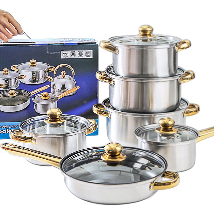 10-Piece Kitchen Cast Iron Non-Stick Cookware Set Soup & Stock Pots with Stainless Steel Hot Food Warmer Cooking Metal Material