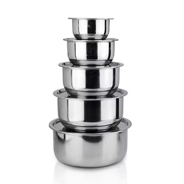 Factory 5pcs Stainless Steel Pots Cooking Pot Soup Stock Pots Kitchen Utensil Indian Cookware Set With Lids