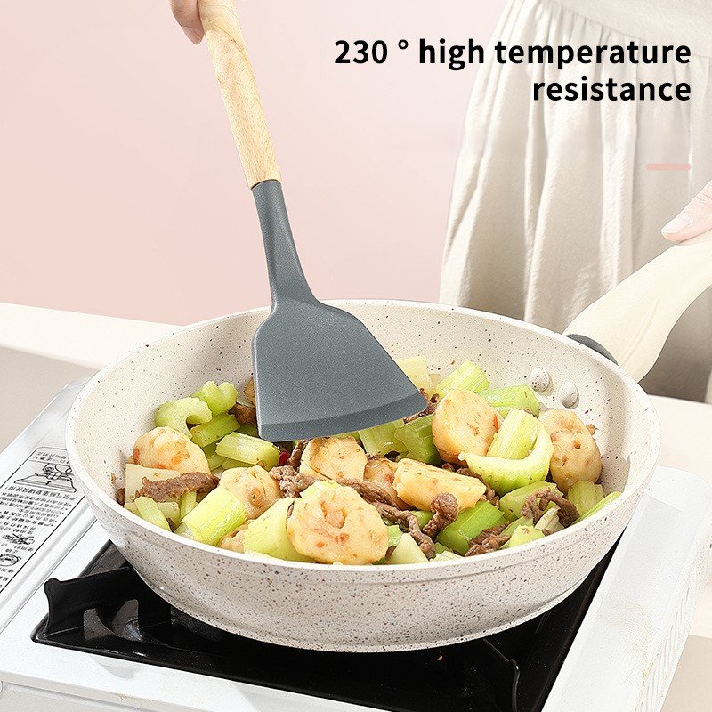 Non-Stick Silicone Kitchenware Cooking Tools 12 Pieces in 1 Set Silicone Kitchen Accessories With Wooden Handles