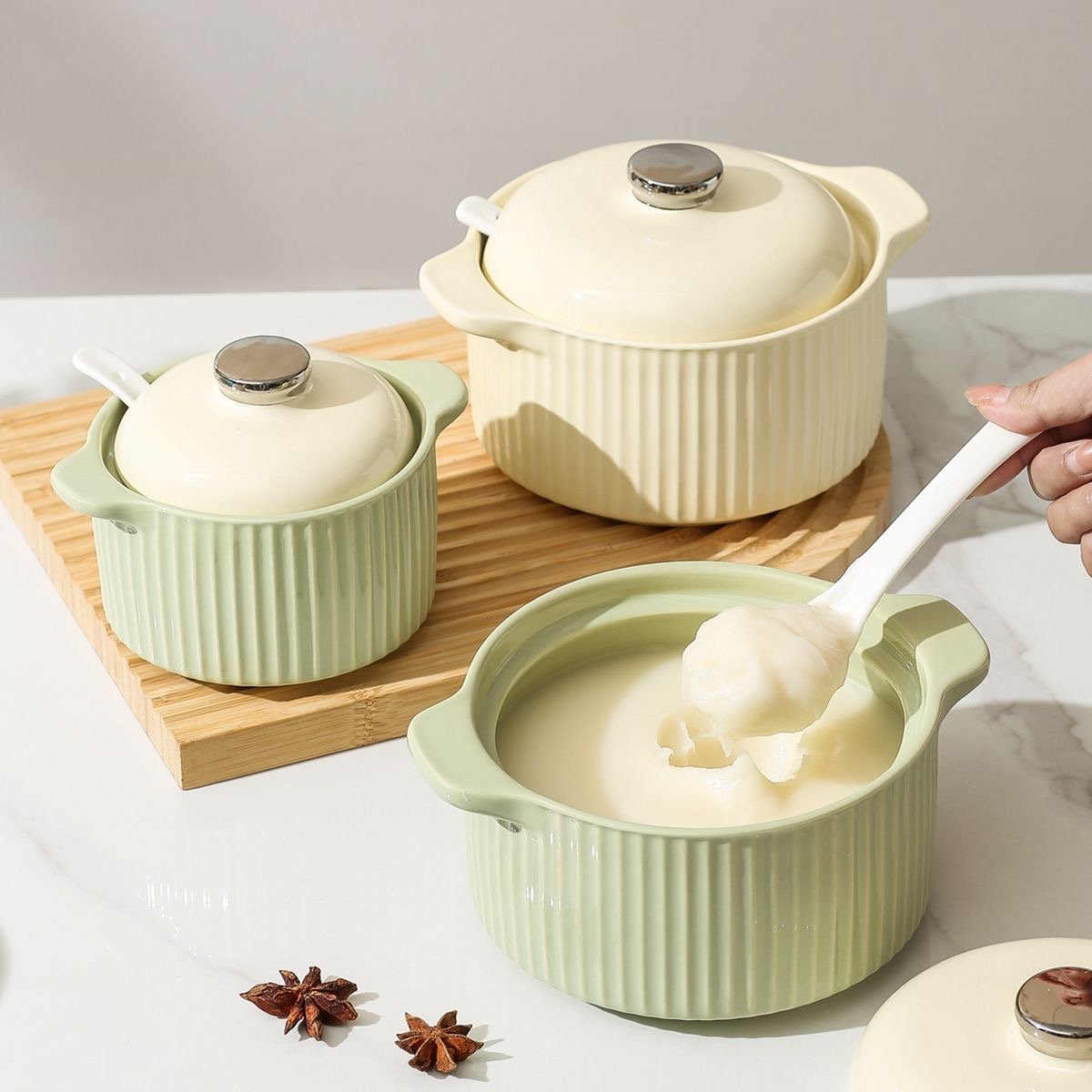 Kitchen non stick Cookware Sets and Bowl Dinnerware Plates Set Ceramic Soup Pot Cooking Pot