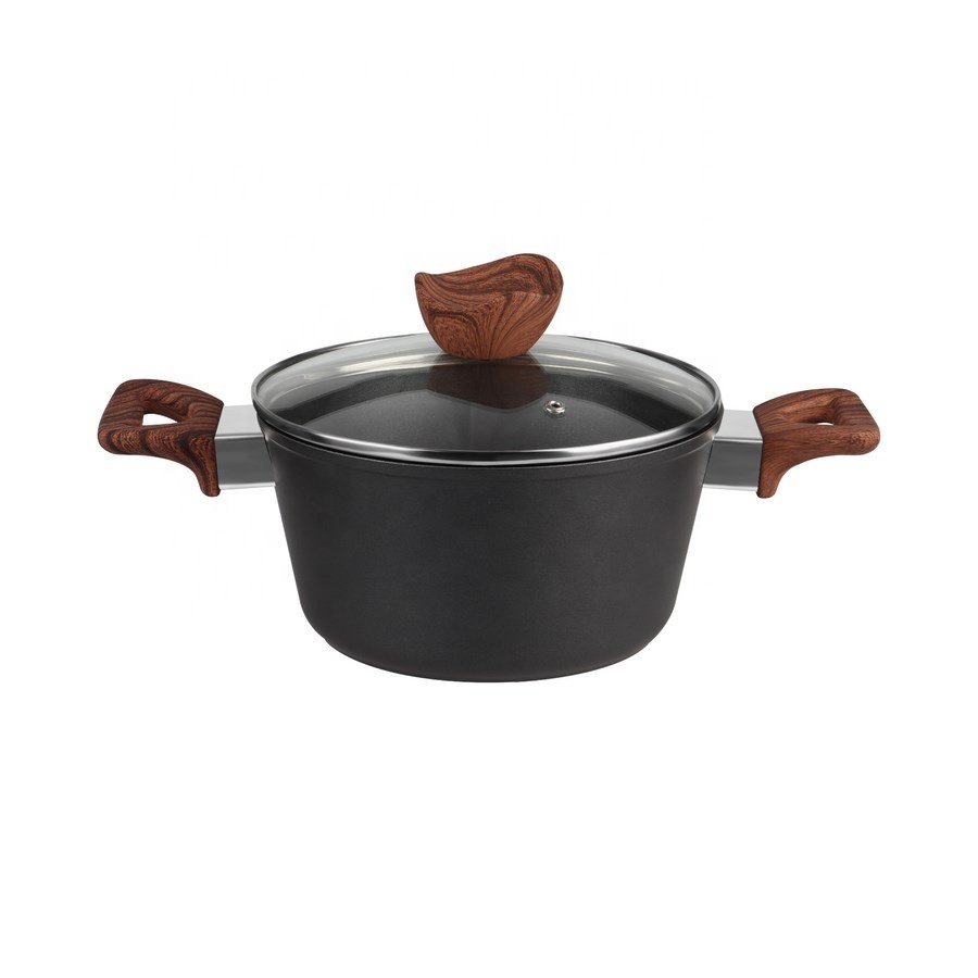 masterclass premium home kitchen cookware sets 3-Layes nonstick aluminum aluminium wooden painted handles cookware set