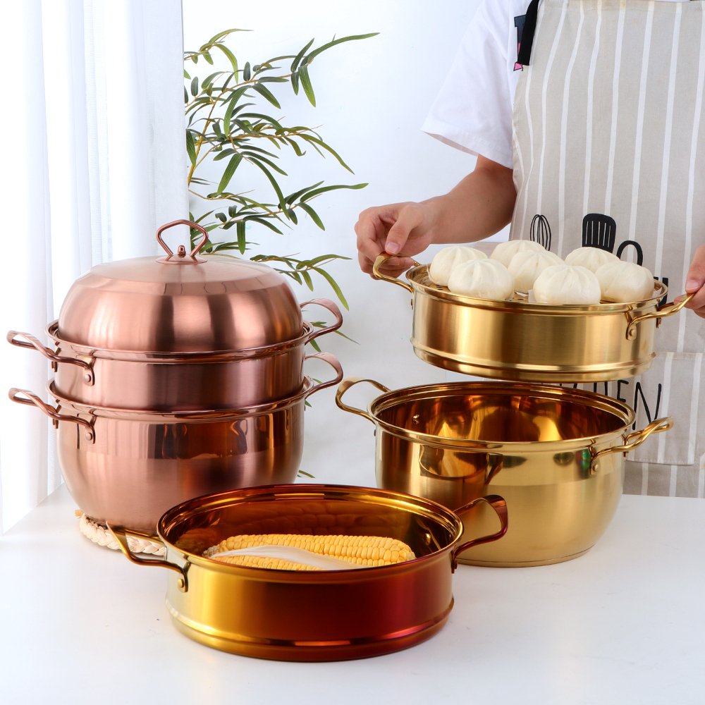 High Quality Multi-Layers Steam Cooking Pot Cookware Stainless Steel Steamer Pot With Handles