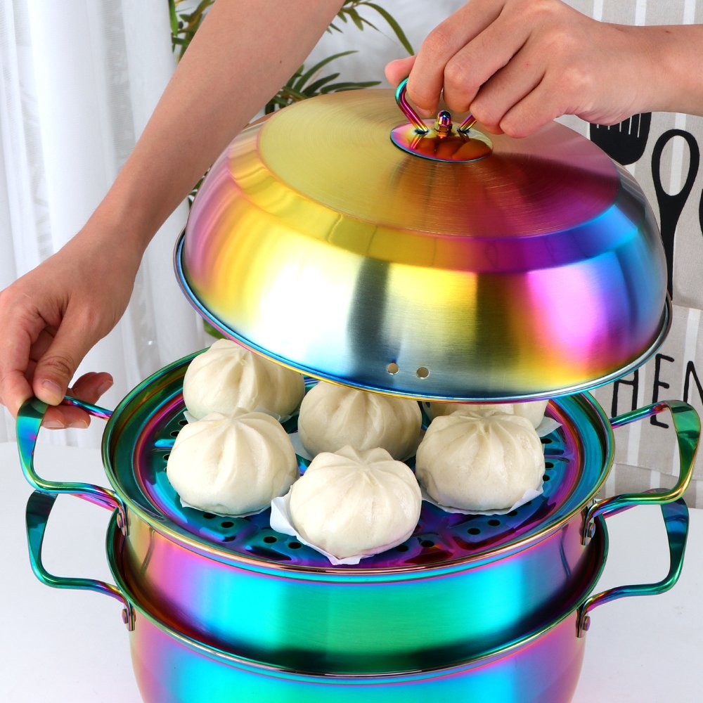 High Quality Multi-Layers Steam Cooking Pot Cookware Stainless Steel Steamer Pot With Handles