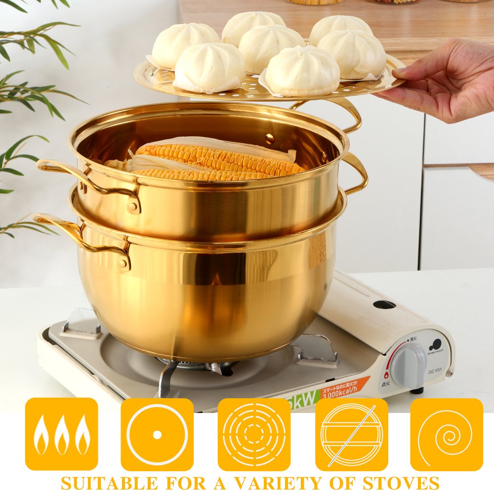 High Quality Multi-Layers Steam Cooking Pot Cookware Stainless Steel Steamer Pot With Handles
