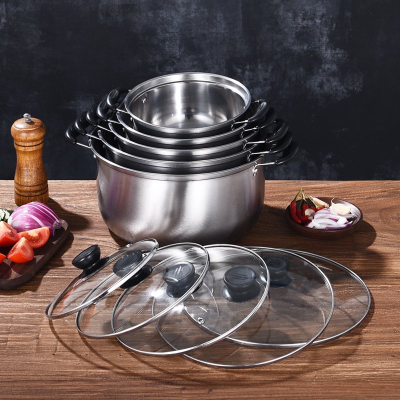 Yuedisi Wholesale Kitchenware Stainless Steel 10 Pieces Cookware Set Soup Boiling Pot Sand Pot With Lid