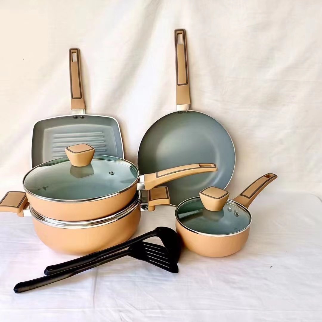 Hot selling 5 pcs Frying Pan die casting aluminum cookware set cast casserole pot cooker Non stick cook set