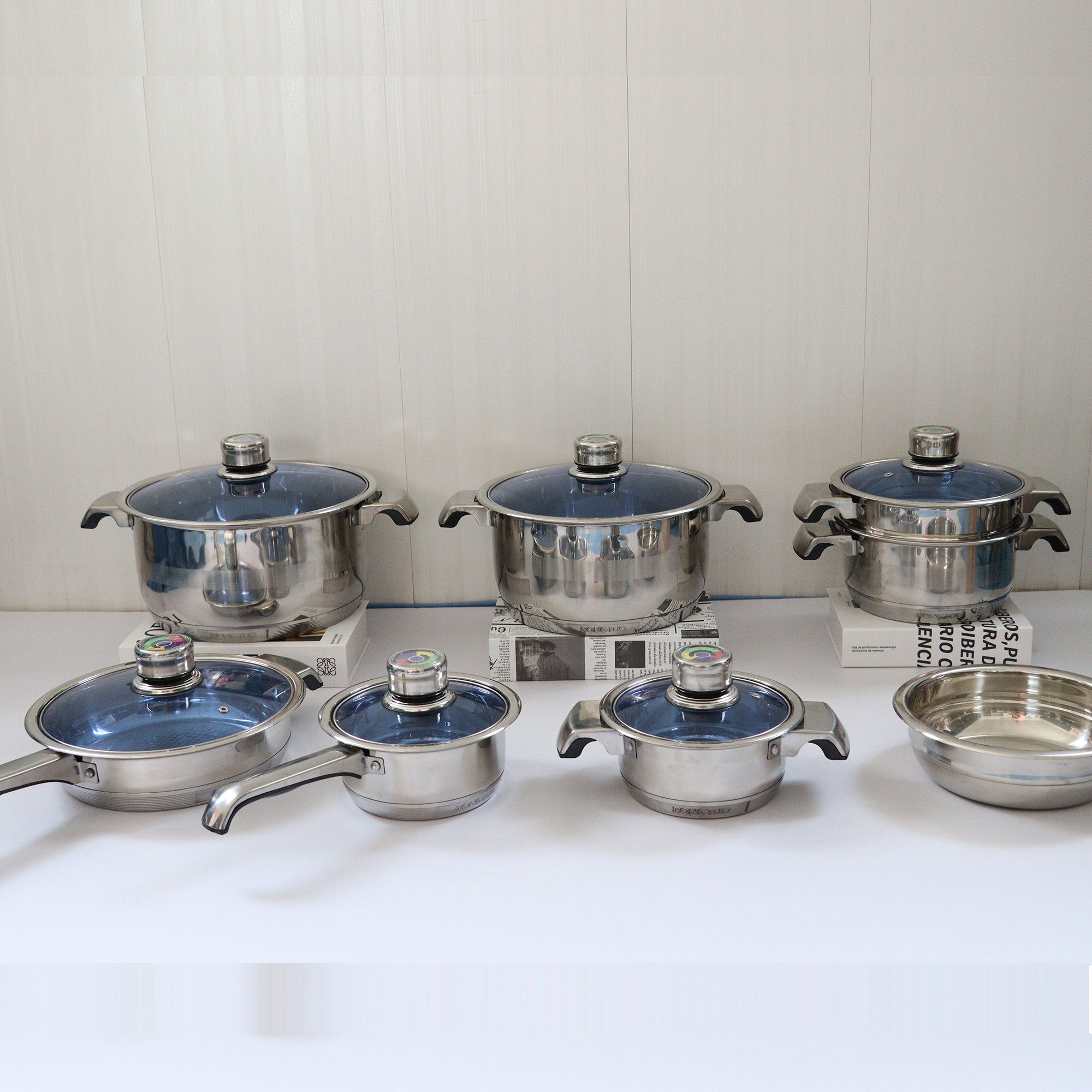 14-Piece Stainless Steel Cookware Set Non-Stick Pot Set Stockpot Set