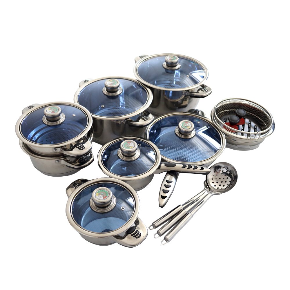 14-Piece Stainless Steel Cookware Set Non-Stick Pot Set Stockpot Set