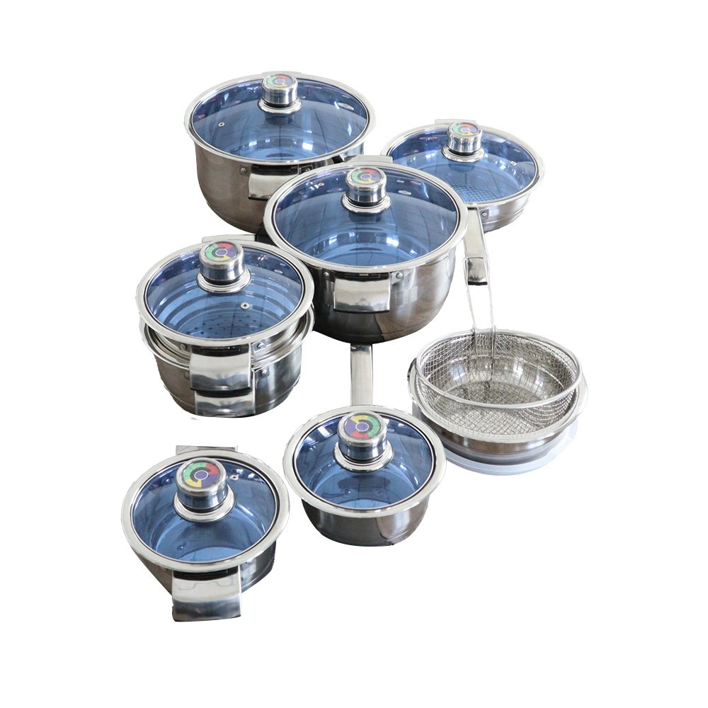 14-Piece Stainless Steel Cookware Set Non-Stick Pot Set Stockpot Set