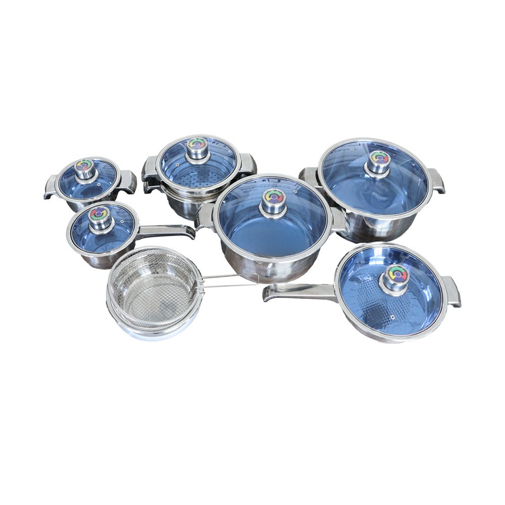 14-Piece Stainless Steel Cookware Set Non-Stick Pot Set Stockpot Set