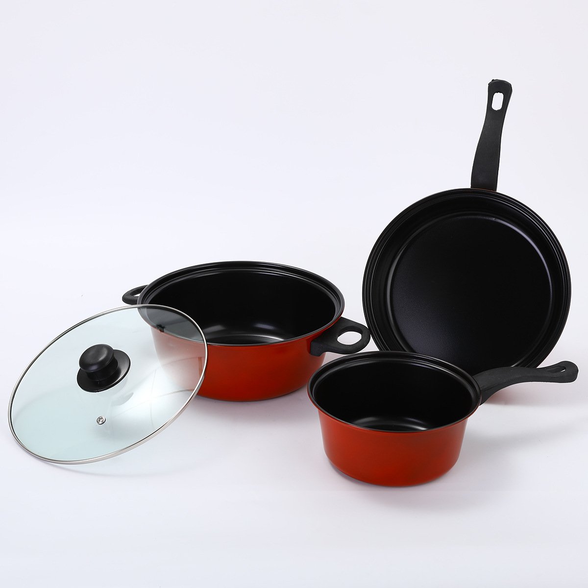 Hot Sale Kitchen 3 Piece Cooking Non Stick Cookware Pot Household Coating Skillet Casserole Aluminum Soup Pot Cookware Sets