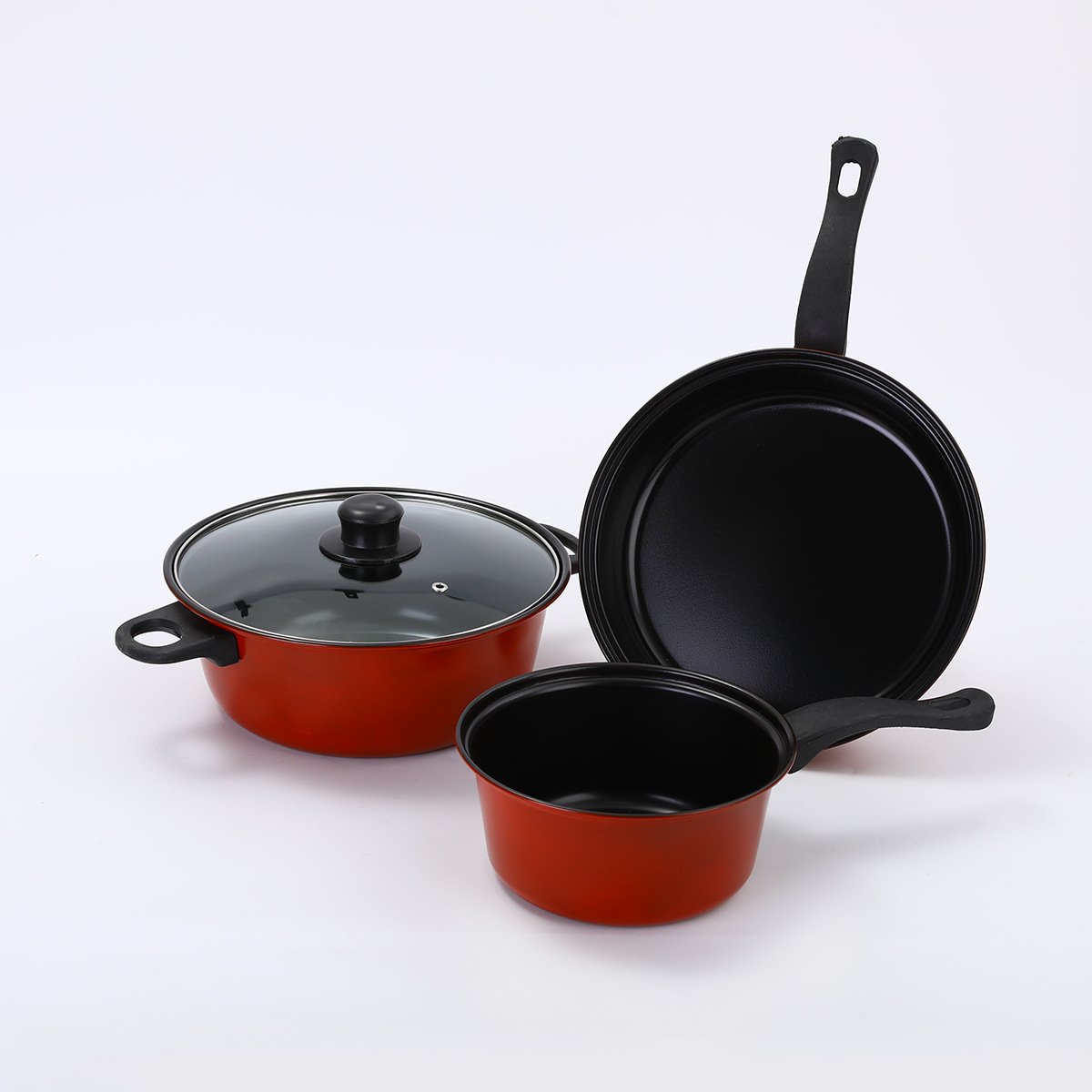 Hot Sale Kitchen 3 Piece Cooking Non Stick Cookware Pot Household Coating Skillet Casserole Aluminum Soup Pot Cookware Sets