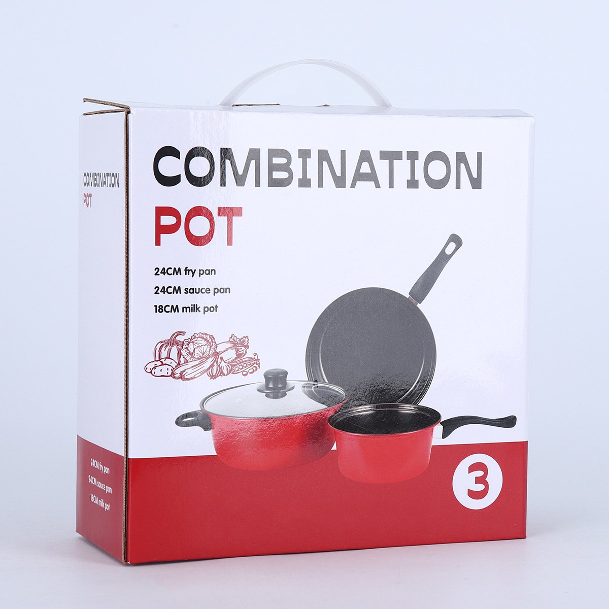 Hot Sale Kitchen 3 Piece Cooking Non Stick Cookware Pot Household Coating Skillet Casserole Aluminum Soup Pot Cookware Sets