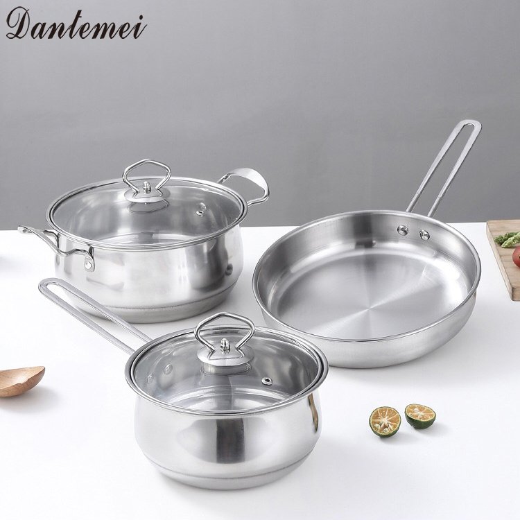 Factory Wholesale 5pcs Stainless Steel Soup Pots Cooker Bakelite Handle Home And Kitchen Cookware Sets