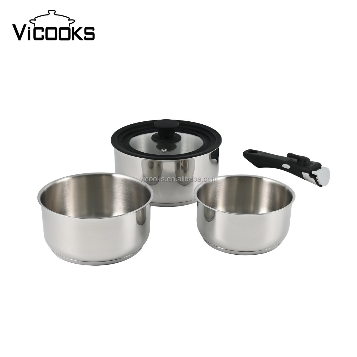 Oven Safe Stainless Steel Saucepan Set Kaisa villa Kitchen Cookware sets With Removable Handle