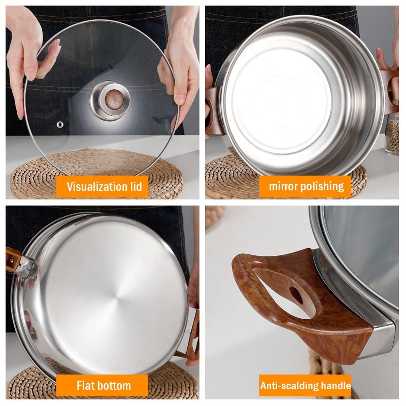 Hot sale stainless steel cookware set with brown bakelite