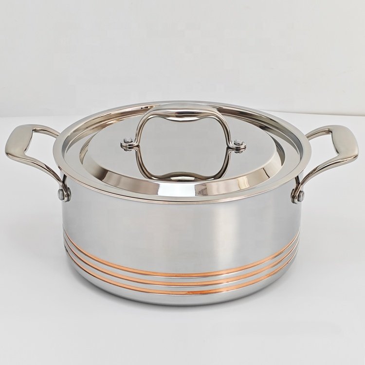 Surgical stainless steel oilless cookware set 5 ply waterless cookware 10pcs 5 Ply copper core cookware set