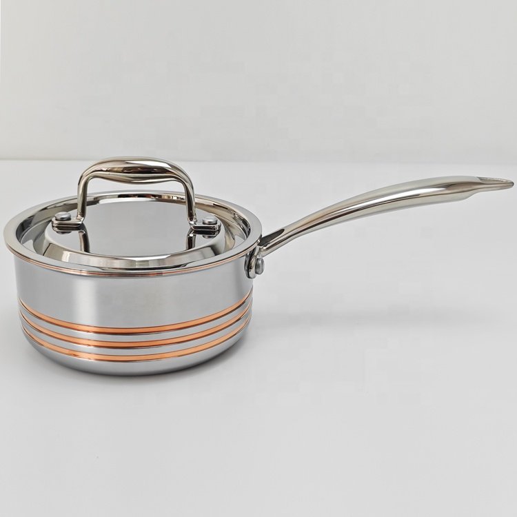 Surgical stainless steel oilless cookware set 5 ply waterless cookware 10pcs 5 Ply copper core cookware set