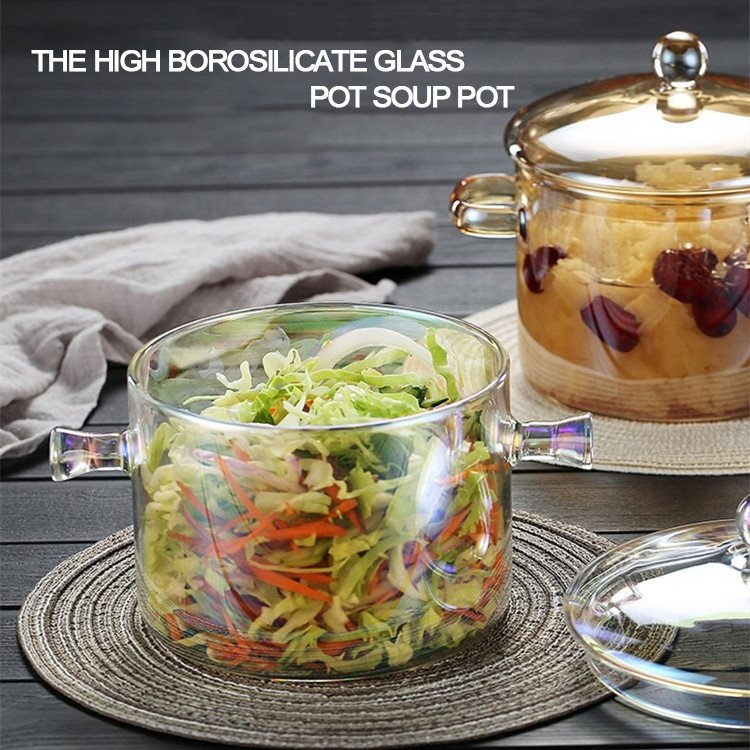 Amber glass cooking pot kitchen glassware cookware set
