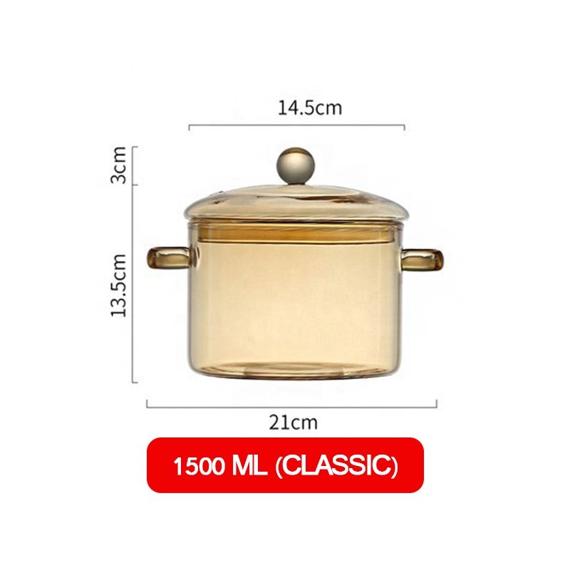 Amber glass cooking pot kitchen glassware cookware set