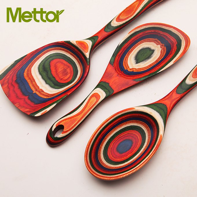 Hot sale Pakkawood Utensil Set - 3 Piece Cookware Set with Wooden Spoon, Spatula,Salad Spoon,Wooden kitchen accessories