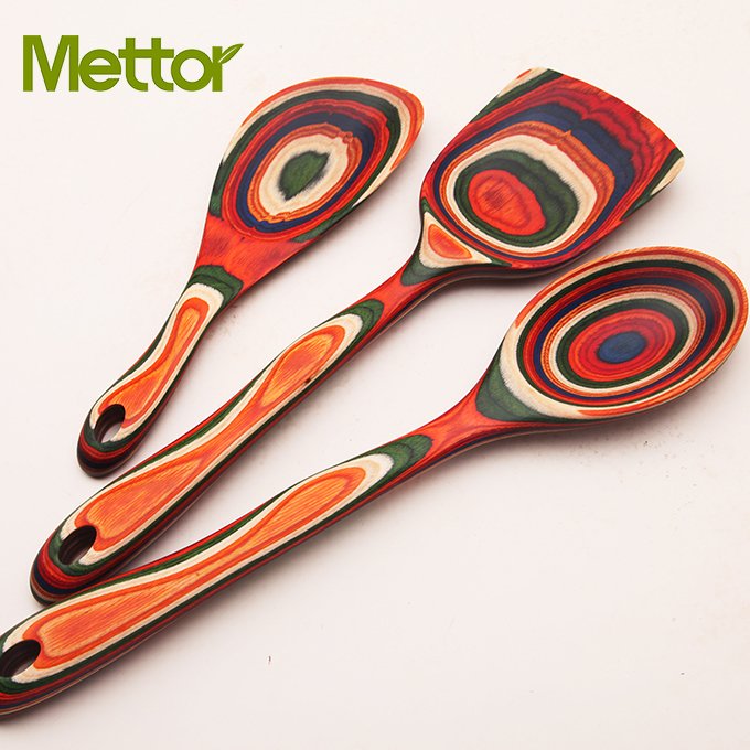 Hot sale Pakkawood Utensil Set - 3 Piece Cookware Set with Wooden Spoon, Spatula,Salad Spoon,Wooden kitchen accessories
