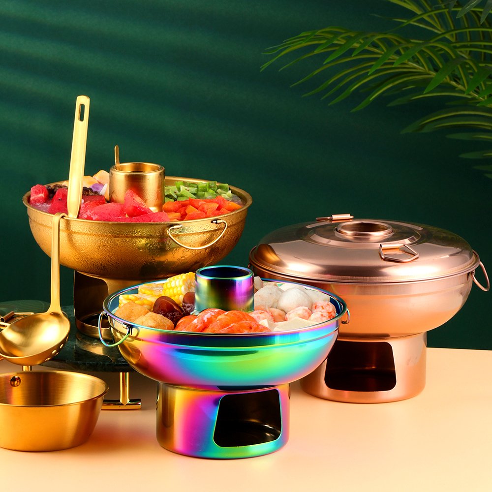 Stainless Steel Mini Hot Pot Dry Ice Pots for Dessert Milk Tea Ice Cream