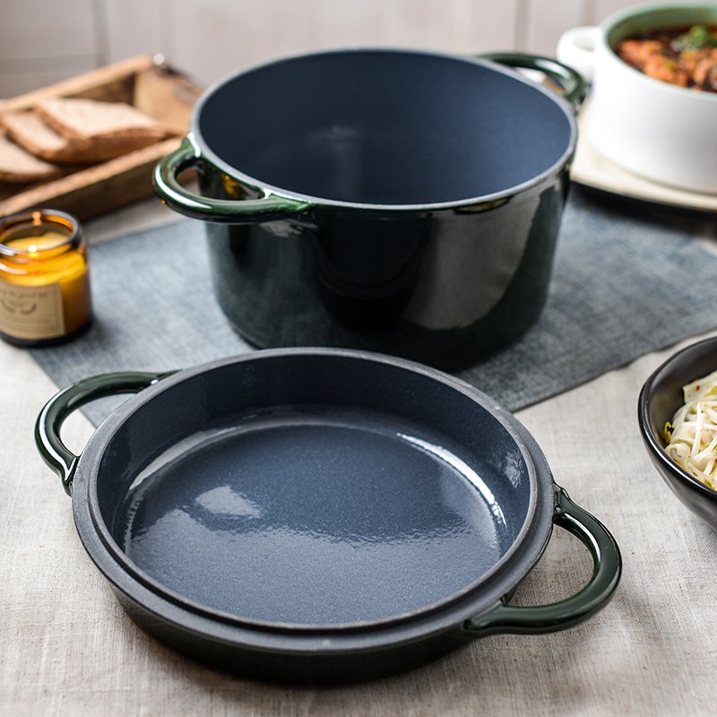 13 Pieces Cast Iron Kitchen Cooking Pans and Pots Set Non Stick Cookware Sets With Lid