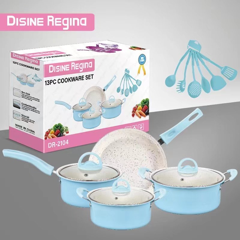 Factory Direct 13pcs Panelas Cookware Set Cartoon Pot Set Casserole Deep Fry Pan