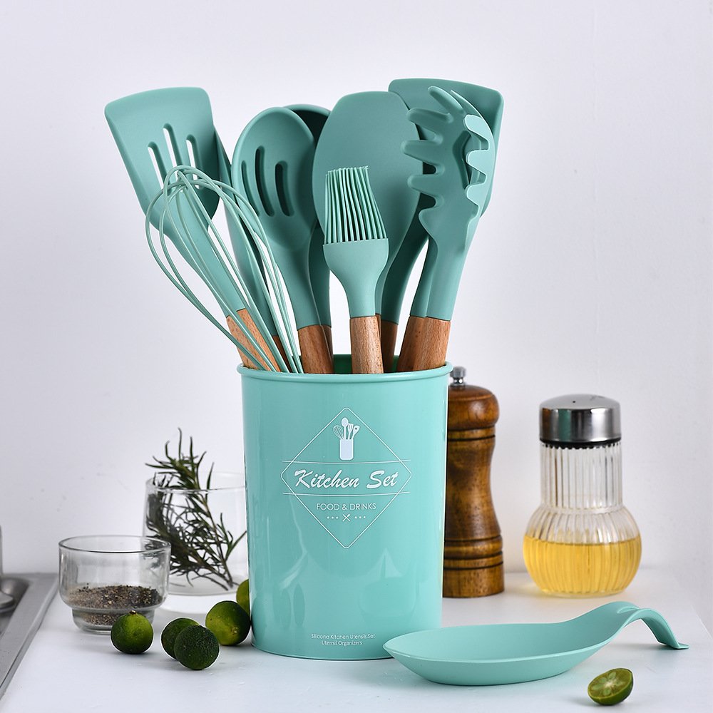 Low Price Guaranteed Quality 12 Piece Silicone Flatware Sets Tableware Nonstick Cookware Sets