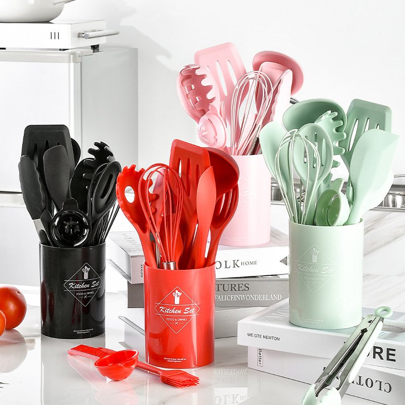 Low Price Guaranteed Quality 12 Piece Silicone Flatware Sets Tableware Nonstick Cookware Sets