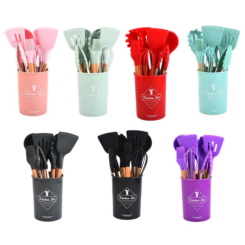 Low Price Guaranteed Quality 12 Piece Silicone Flatware Sets Tableware Nonstick Cookware Sets