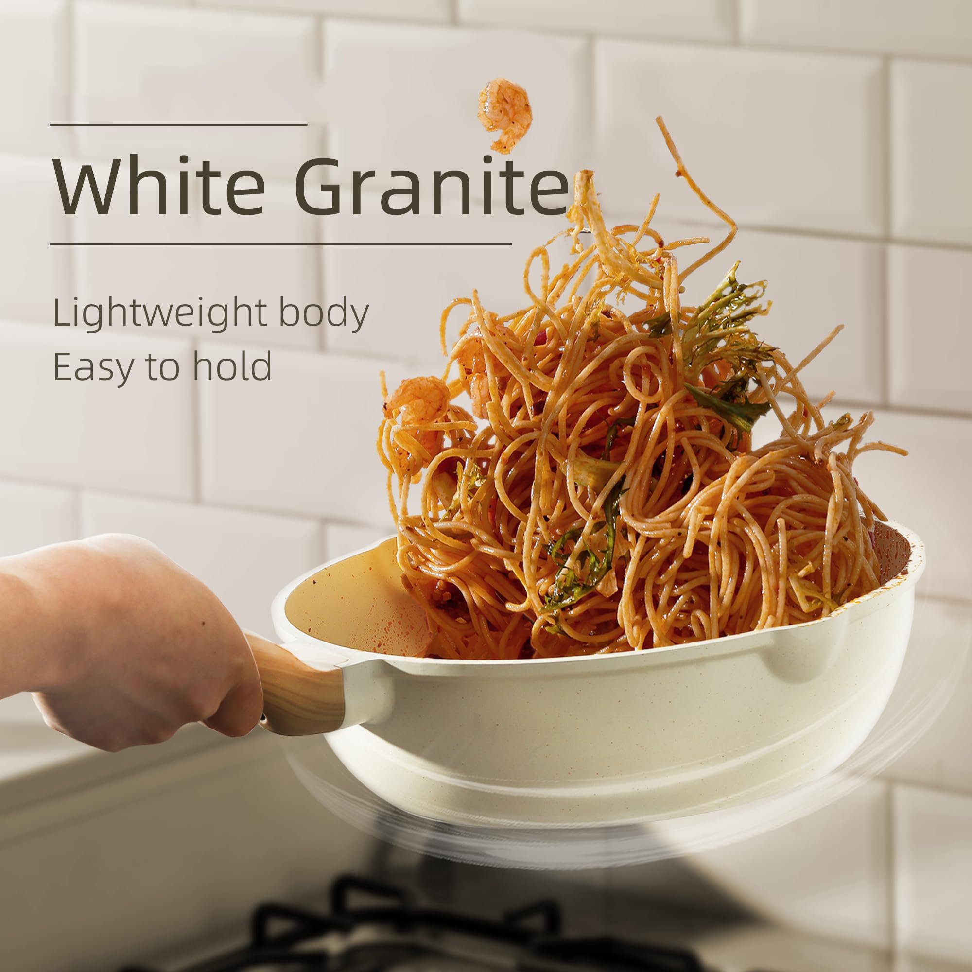 Kitchen Tools Non Stick Granite Cooking Sets White And Black Sauce Frying pots and pans non-stick cookware set