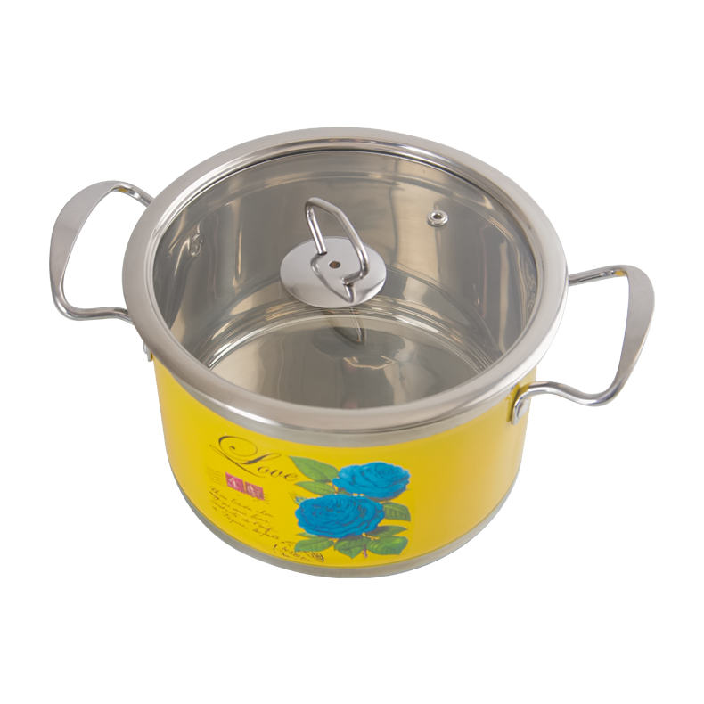 Factory direct Fashionable Applique Kitchen Cookware Set 18cm 20cm 22cm 24cm 26cm Stainless steel Stock Pot set of 10 Casseroles