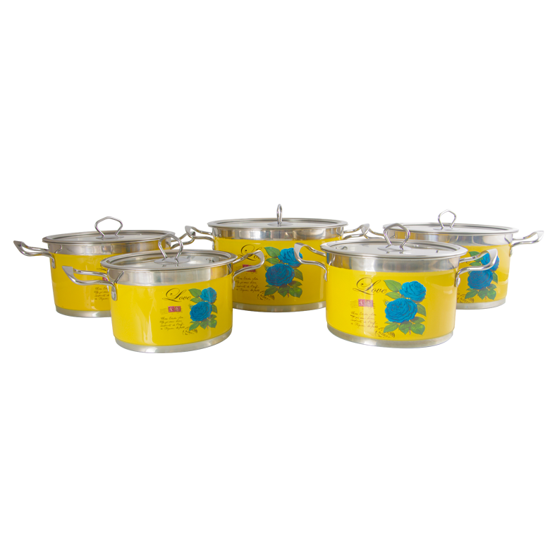 Factory direct Fashionable Applique Kitchen Cookware Set 18cm 20cm 22cm 24cm 26cm Stainless steel Stock Pot set of 10 Casseroles