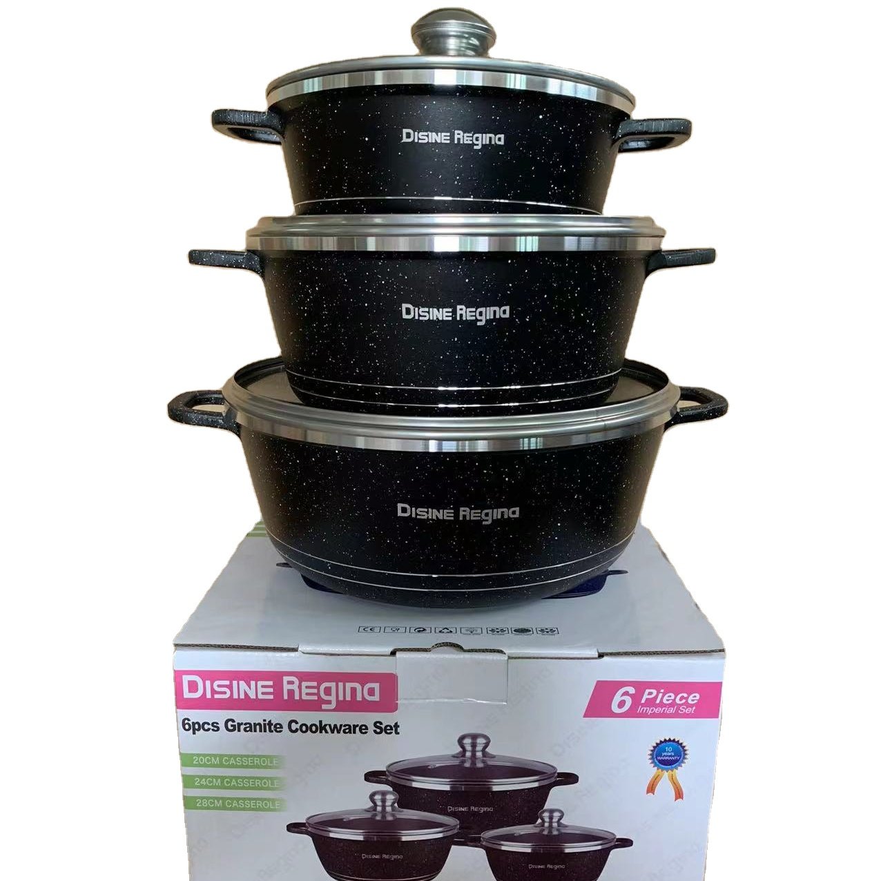 Hot Selling Kitchen Accessories Set Cookware Kitchen Storage 6pieces Cooking Pot Set Non-Stick Cookware Granite