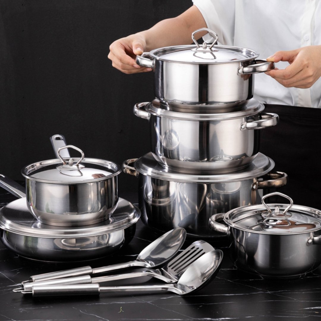 Cookware Set Stainless Steel Cooking Pot Set Soup Pot With Lid For Milk Soup Instant Noodle Coating Cookware Set OEM Cookware