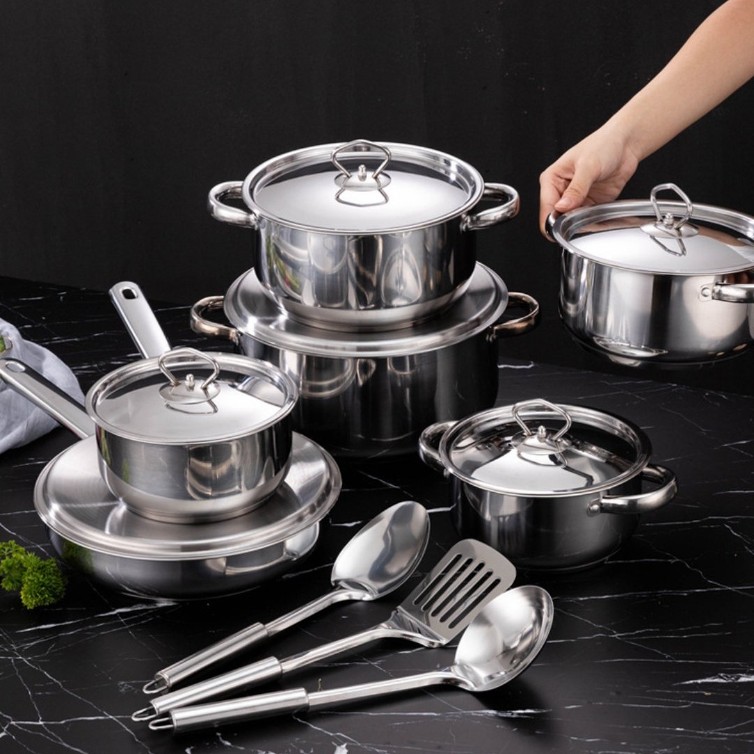 Cookware Set Stainless Steel Cooking Pot Set Soup Pot With Lid For Milk Soup Instant Noodle Coating Cookware Set OEM Cookware