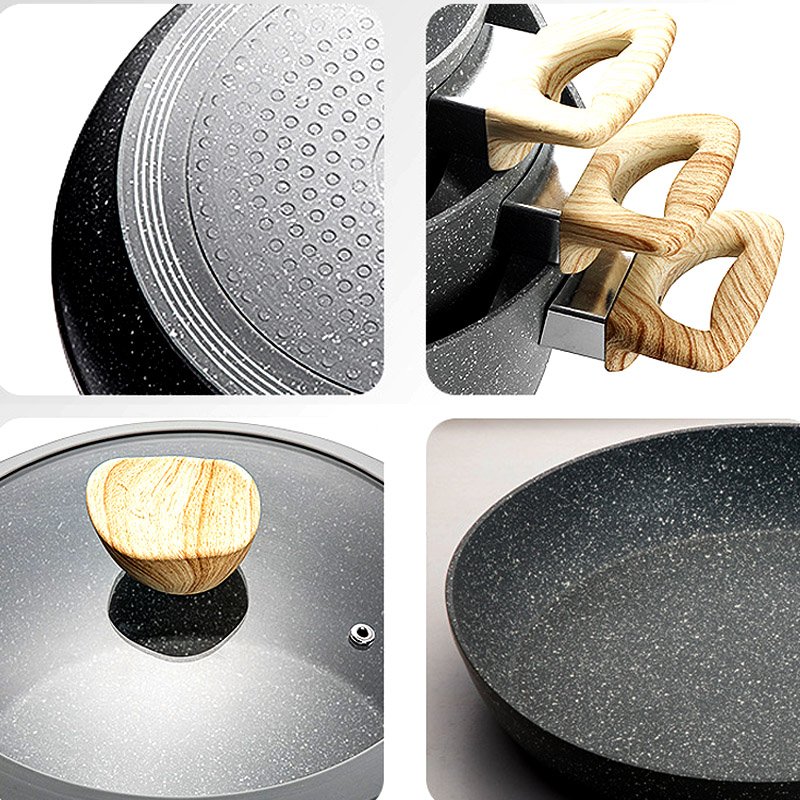 Home kitchen utensil aluminum forged induction nonstick casserole pots and pans cookware sets cooking